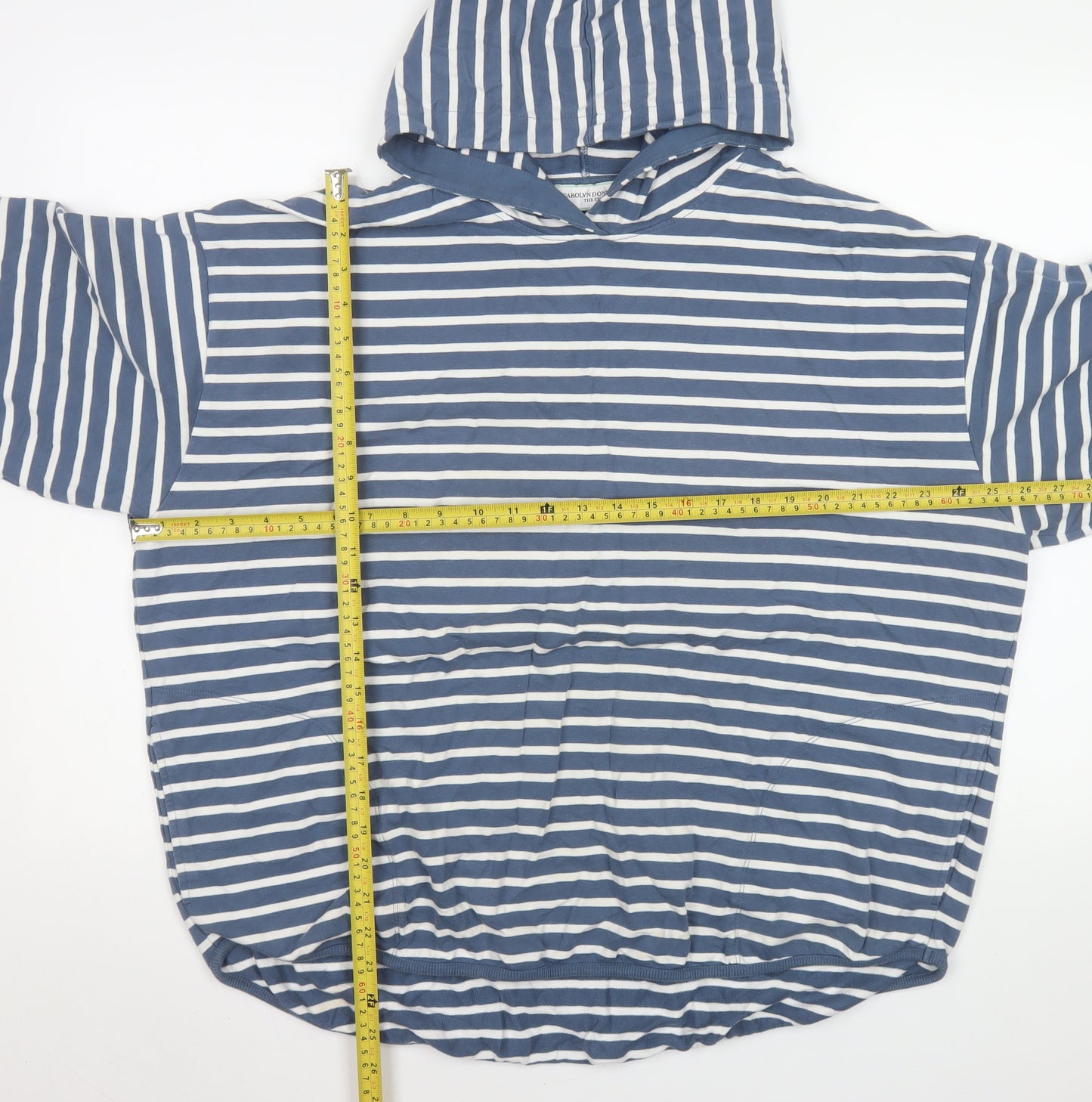 Carolyn Donnelly The Edit Womens Blue White Striped Cotton Hoodie UK L