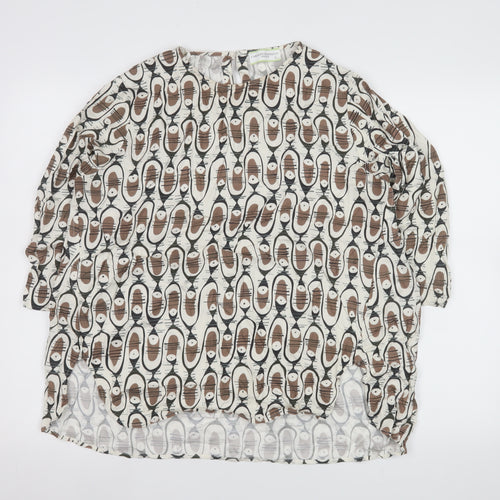 Carolyn Donnelly The Edit Women’s Brown Beige Geometric Long Sleeve Blouse Size L