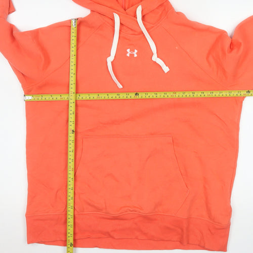 Under Armour Womens Orange Pullover Hoodie Size L Cotton Blend
