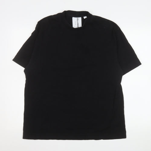 Collusion Men's Black Cotton Crew Neck Short Sleeve T-Shirt Size L