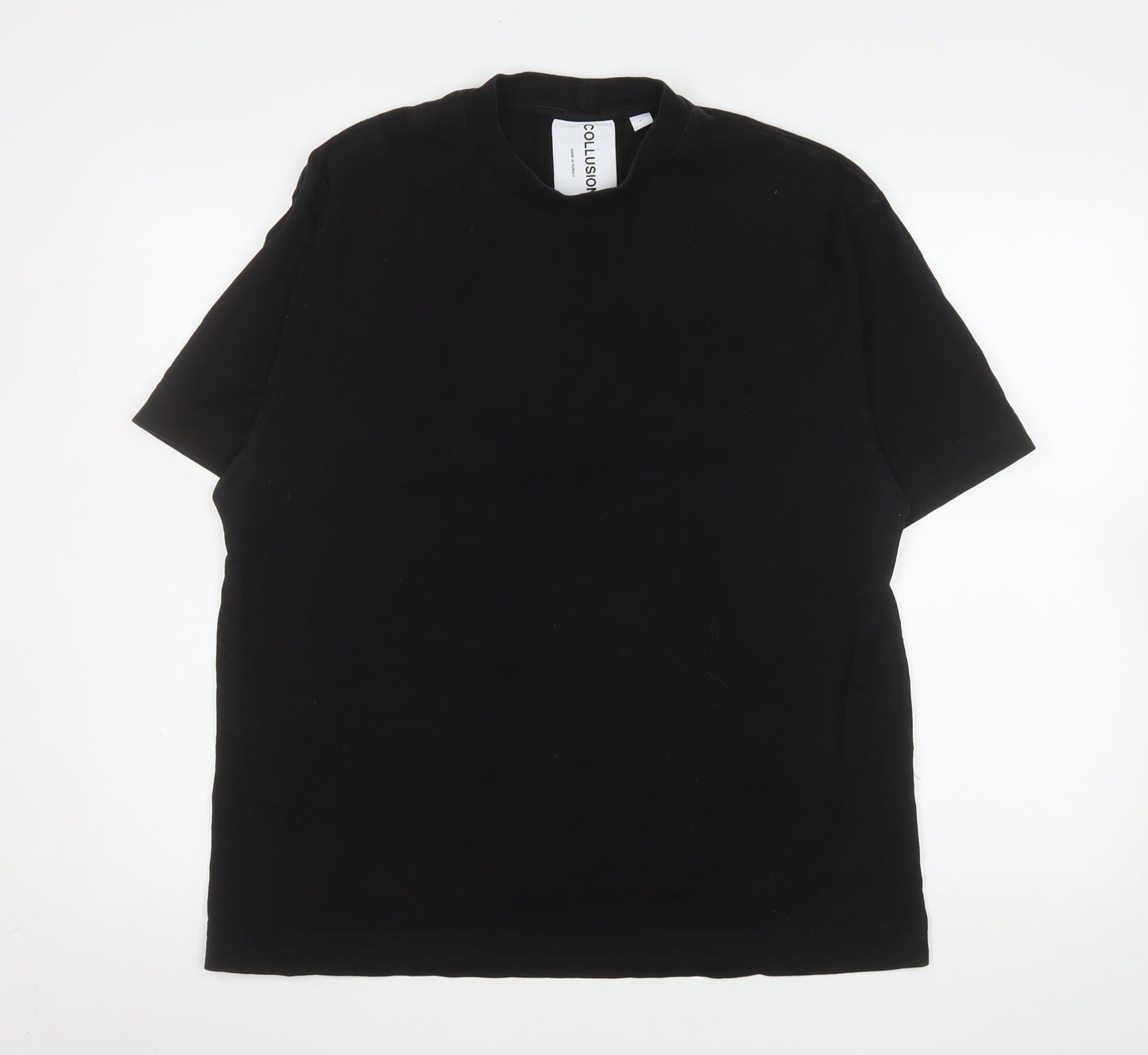 Collusion Men's Black Cotton Crew Neck Short Sleeve T-Shirt Size L