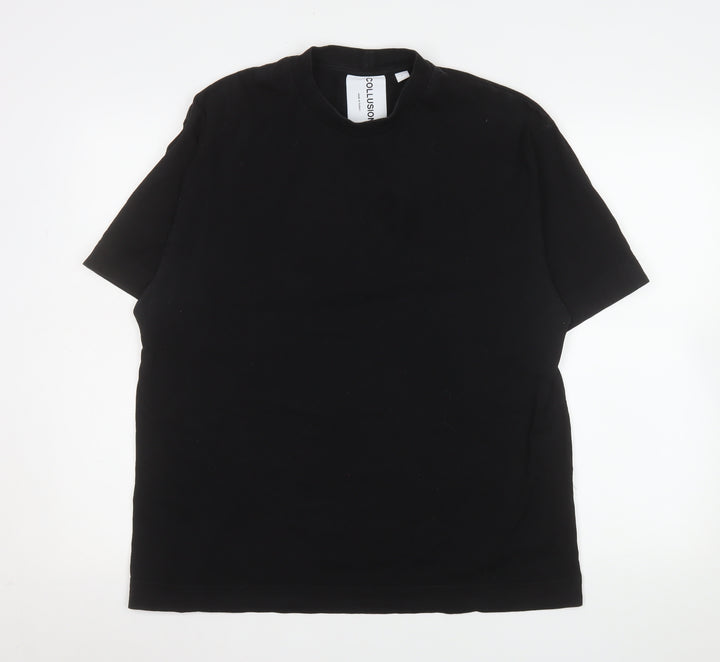 Collusion Men's Black Cotton Crew Neck Short Sleeve T-Shirt Size L