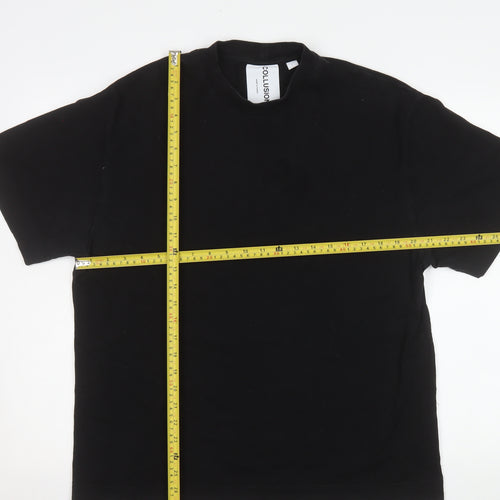 Collusion Men's Black Cotton Crew Neck Short Sleeve T-Shirt Size L