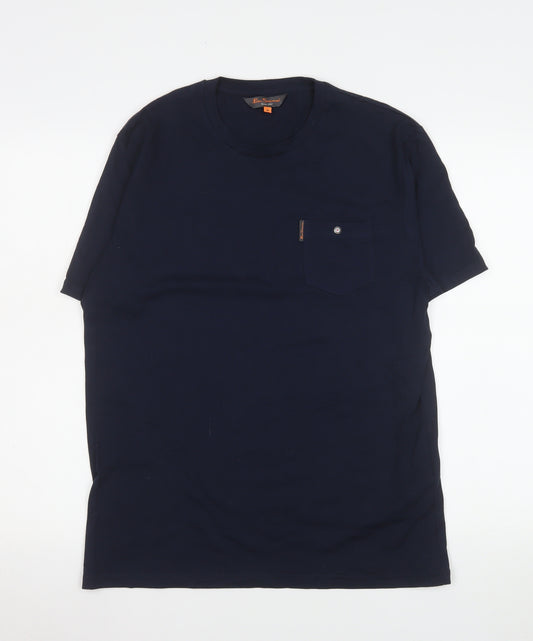Ben Sherman Men's Blue Cotton Crew Neck Short Sleeve T-Shirt M