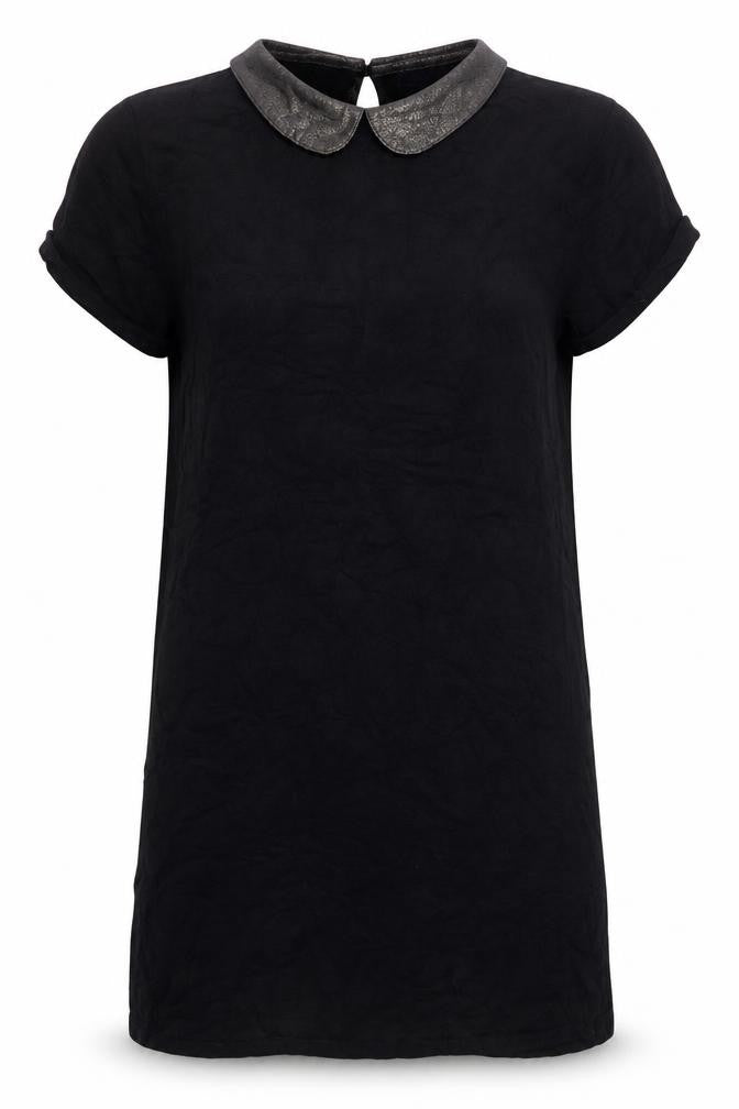 Marks and Spencer Women’s Black Shift Dress Size 12 Short Sleeve Classic Collar