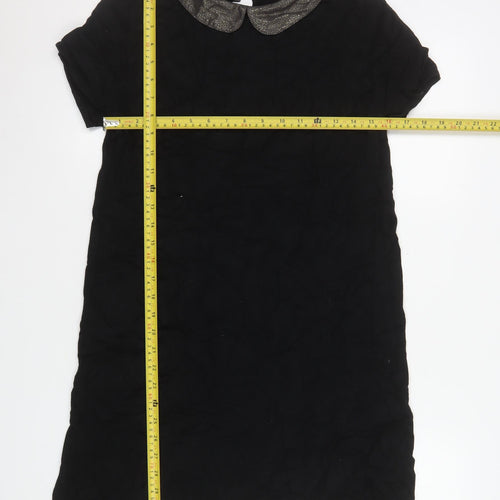 Marks and Spencer Women’s Black Shift Dress Size 12 Short Sleeve Classic Collar