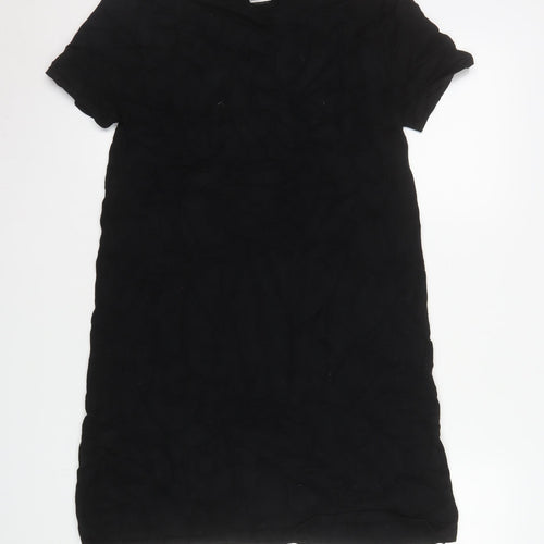 Marks and Spencer Women’s Black Shift Dress Size 12 Short Sleeve Classic Collar