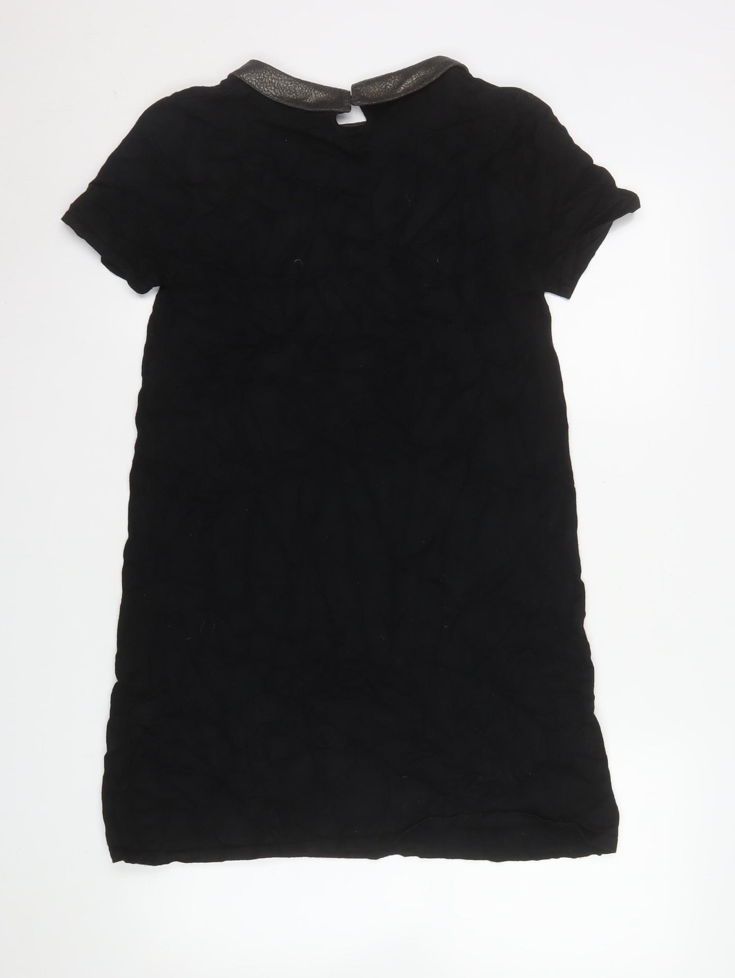 Marks and Spencer Women’s Black Shift Dress Size 12 Short Sleeve Classic Collar