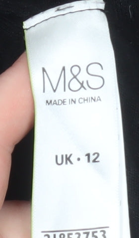 Marks and Spencer Women’s Black Shift Dress Size 12 Short Sleeve Classic Collar