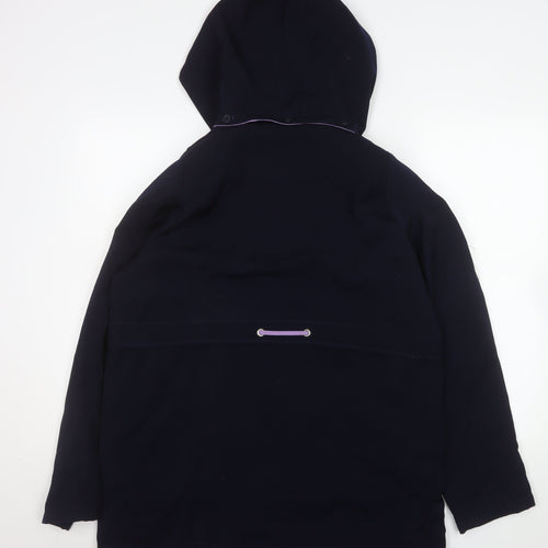 EWM Women’s Blue Hooded Parka Coat Size 14 Lined Mid-Length Casual