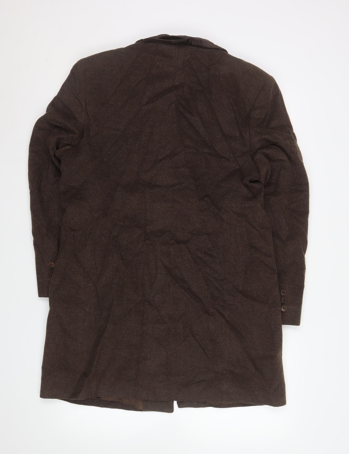 Marks and Spencer Men's Brown Wool Cashmere Overcoat Size 38 Regular Fit