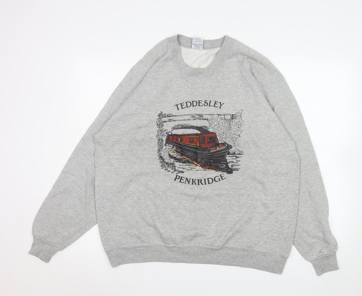 Jerzees Mens Grey XL Pullover Sweatshirt Nautical Graphic Print