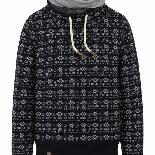 Naketano Men's Black Fair Isle High Neck Cotton Sweatshirt M