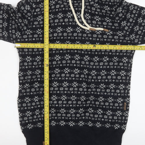 Naketano Men's Black Fair Isle High Neck Cotton Sweatshirt M