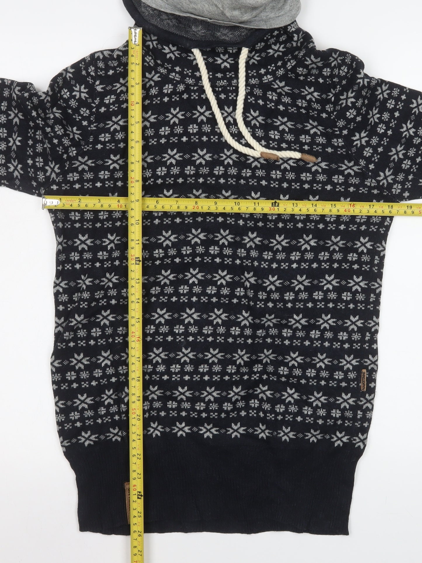 Naketano Men's Black Fair Isle High Neck Cotton Sweatshirt M