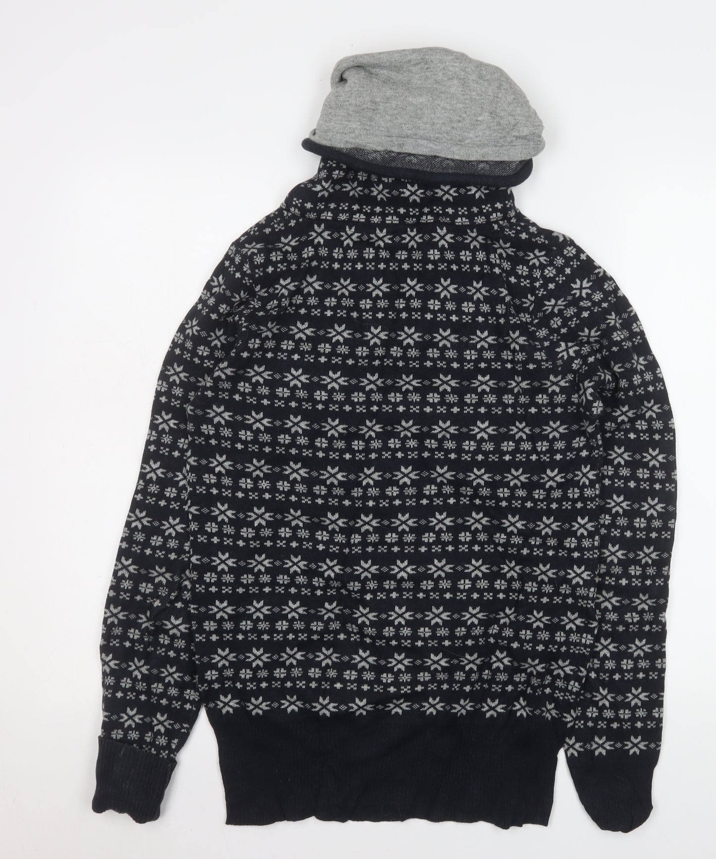 Naketano Men's Black Fair Isle High Neck Cotton Sweatshirt M