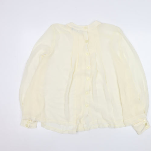Next Women Ivory Chiffon Long Sleeve Button Blouse Size 8