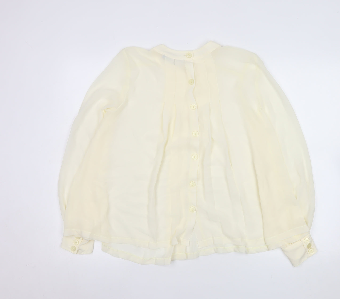 Next Women Ivory Chiffon Long Sleeve Button Blouse Size 8