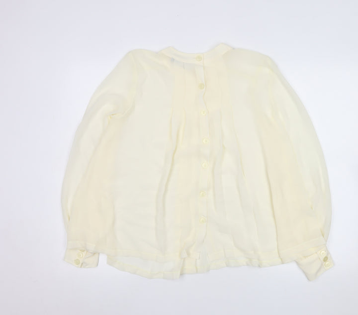 Next Women Ivory Chiffon Long Sleeve Button Blouse Size 8
