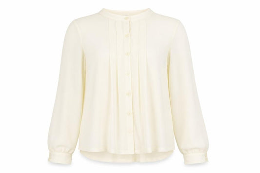 Front view of Next Women Ivory Chiffon Long Sleeve Button Blouse, size 8