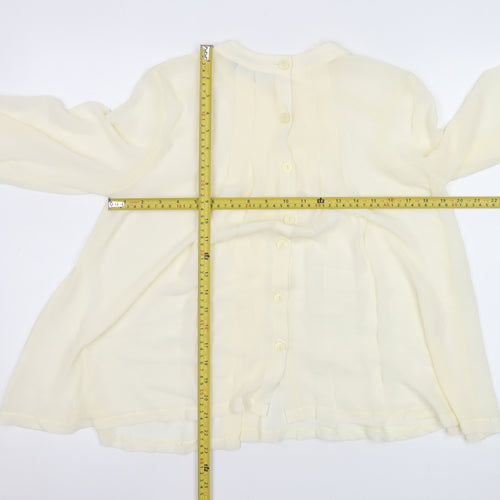 Next Women Ivory Chiffon Long Sleeve Button Blouse Size 8