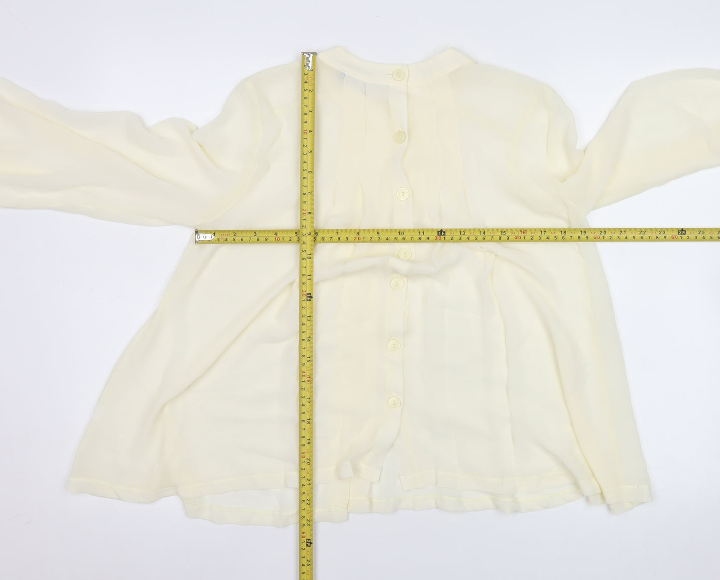 Next Women Ivory Chiffon Long Sleeve Button Blouse Size 8