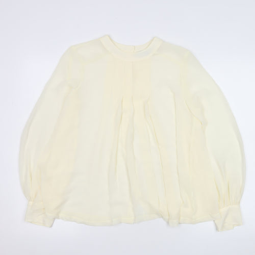Next Women Ivory Chiffon Long Sleeve Button Blouse Size 8