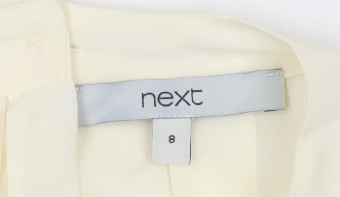 Next Women Ivory Chiffon Long Sleeve Button Blouse Size 8