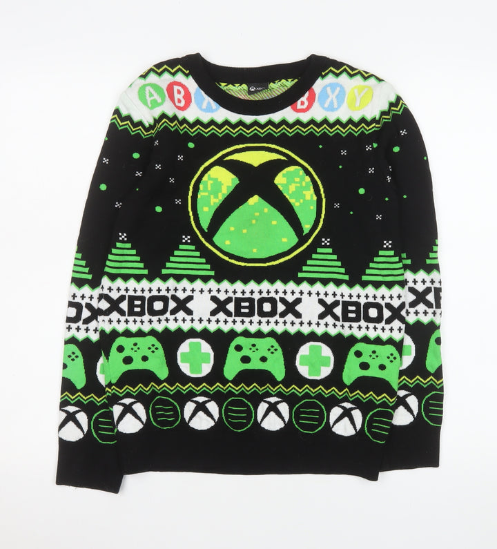 George Boys Black Xbox Pullover Sweatshirt 11-12 Years Crew Neck Knit