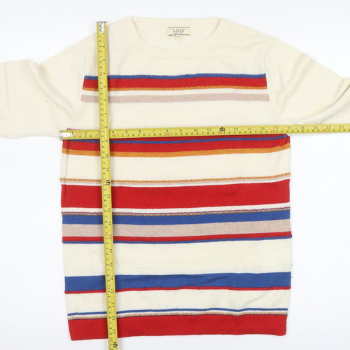 Aigle Men's Multicoloured Striped Wool Jumper M Crew Neck Pullover