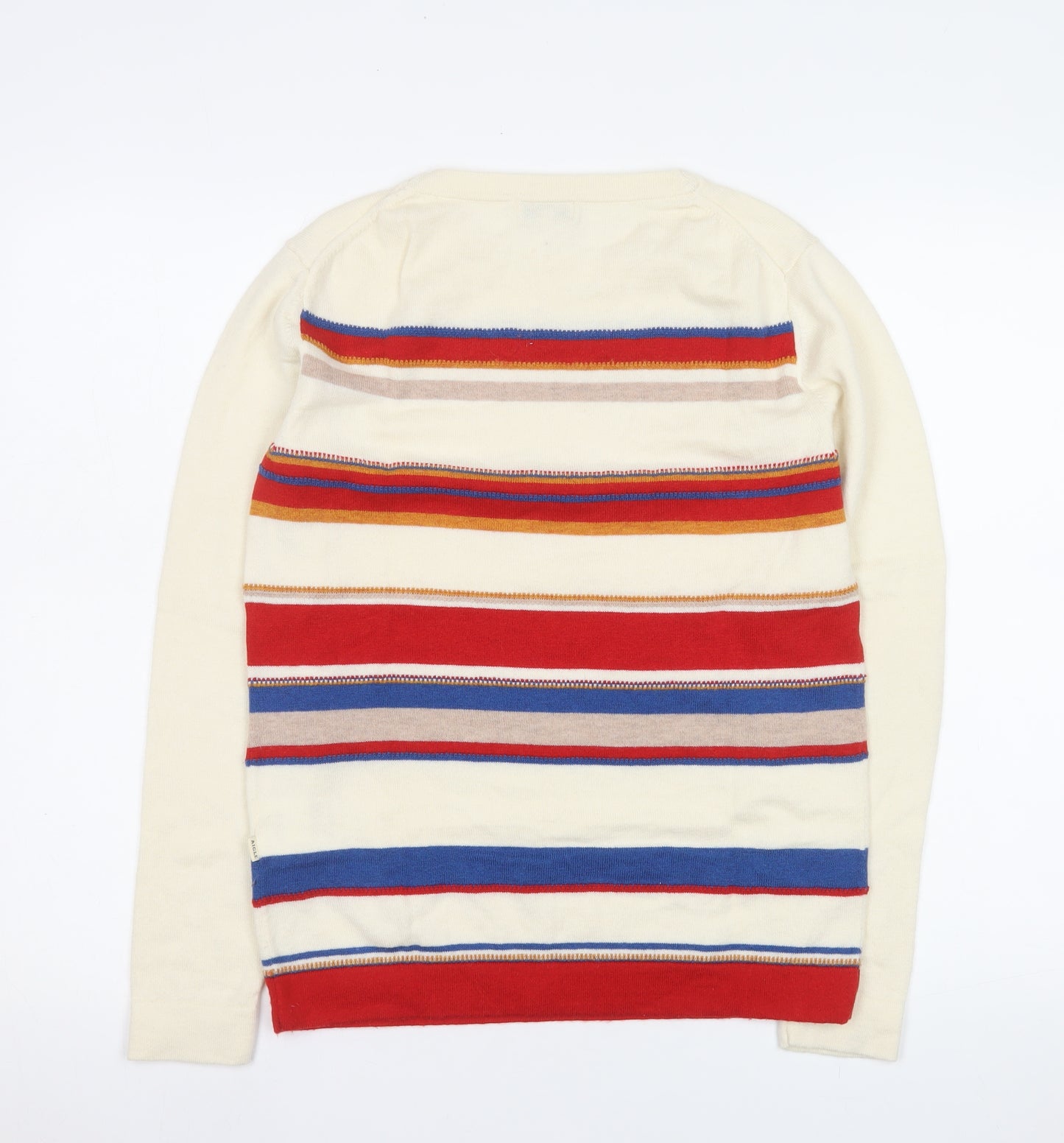 Aigle Men's Multicoloured Striped Wool Jumper M Crew Neck Pullover