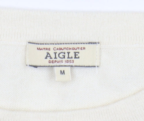 Aigle Men's Multicoloured Striped Wool Jumper M Crew Neck Pullover