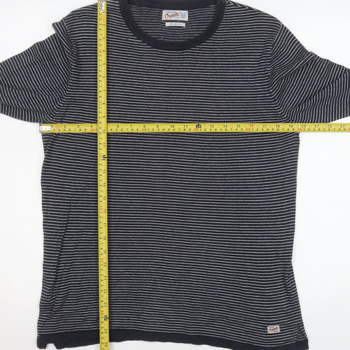 Jack & Jones Men’s Blue Striped Long Sleeve Cotton Top Medium