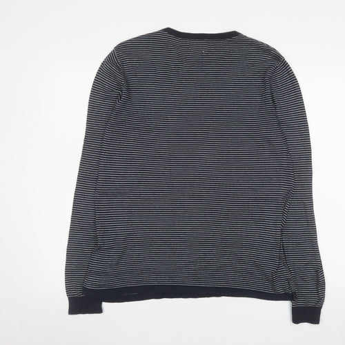Jack & Jones Men’s Blue Striped Long Sleeve Cotton Top Medium