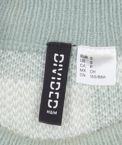 H&M Divided Women’s Green & White Check Knit Jumper Dress Size S