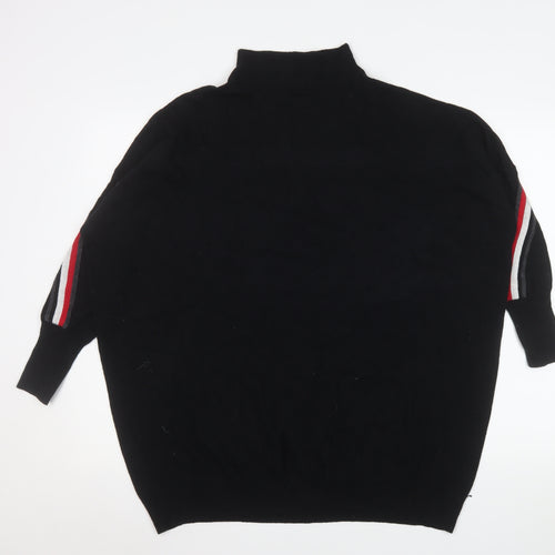Mint Velvet Women's Black Mock Neck Wool Blend Relaxed Jumper Size S
