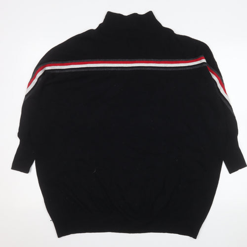 Mint Velvet Women's Black Mock Neck Wool Blend Relaxed Jumper Size S