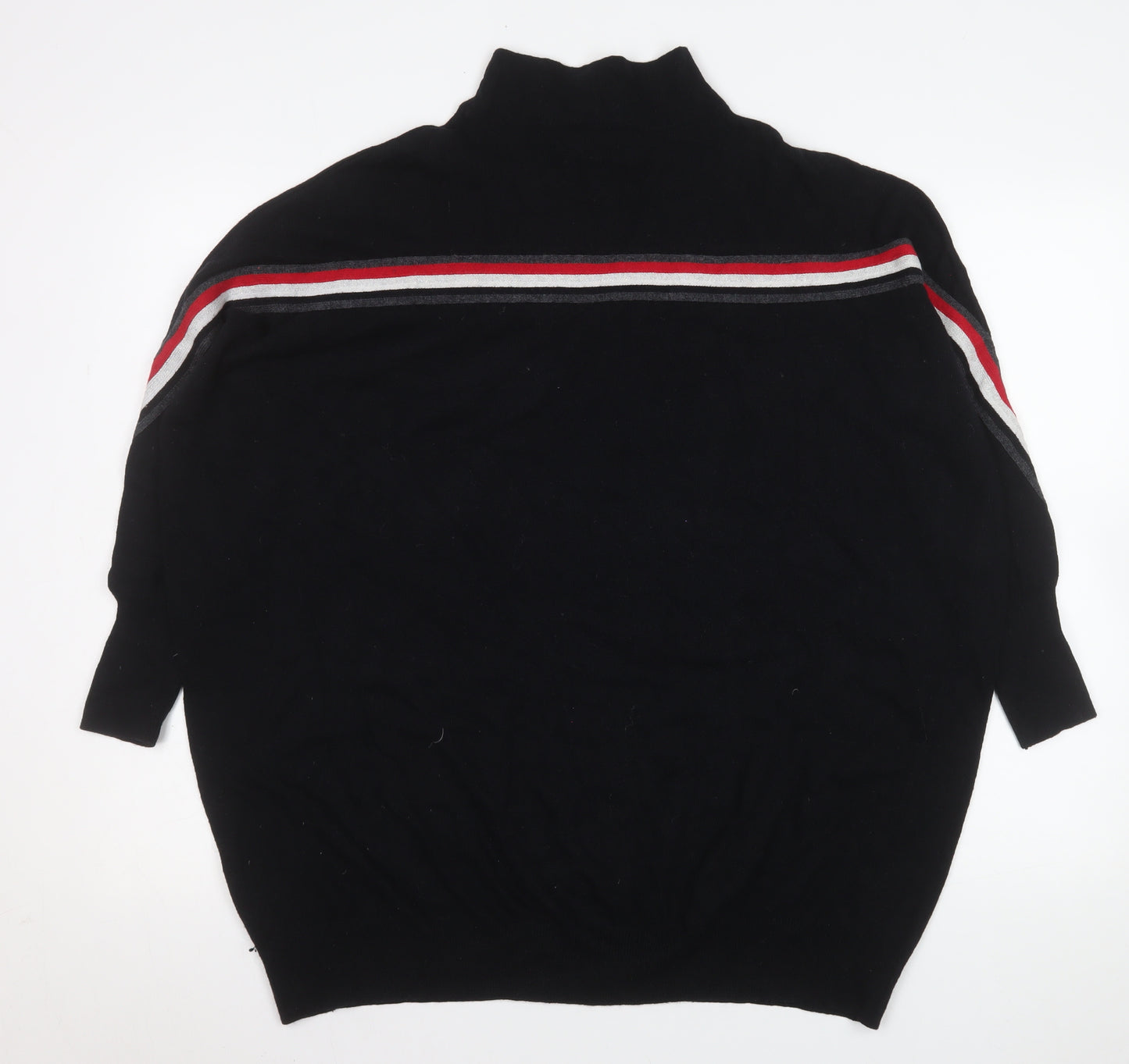 Mint Velvet Women's Black Mock Neck Wool Blend Relaxed Jumper Size S