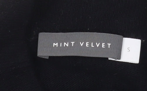 Mint Velvet Women's Black Mock Neck Wool Blend Relaxed Jumper Size S