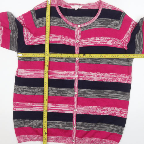 Julipa Women’s Multicoloured Stripe Cotton Cardigan Coatigan UK 16