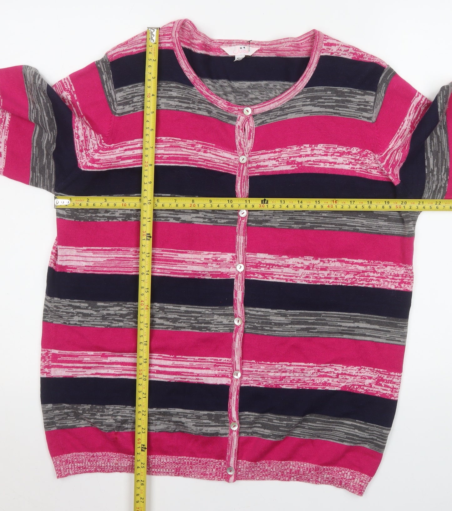 Julipa Women’s Multicoloured Stripe Cotton Cardigan Coatigan UK 16
