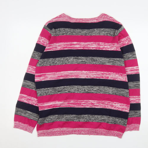 Julipa Women’s Multicoloured Stripe Cotton Cardigan Coatigan UK 16