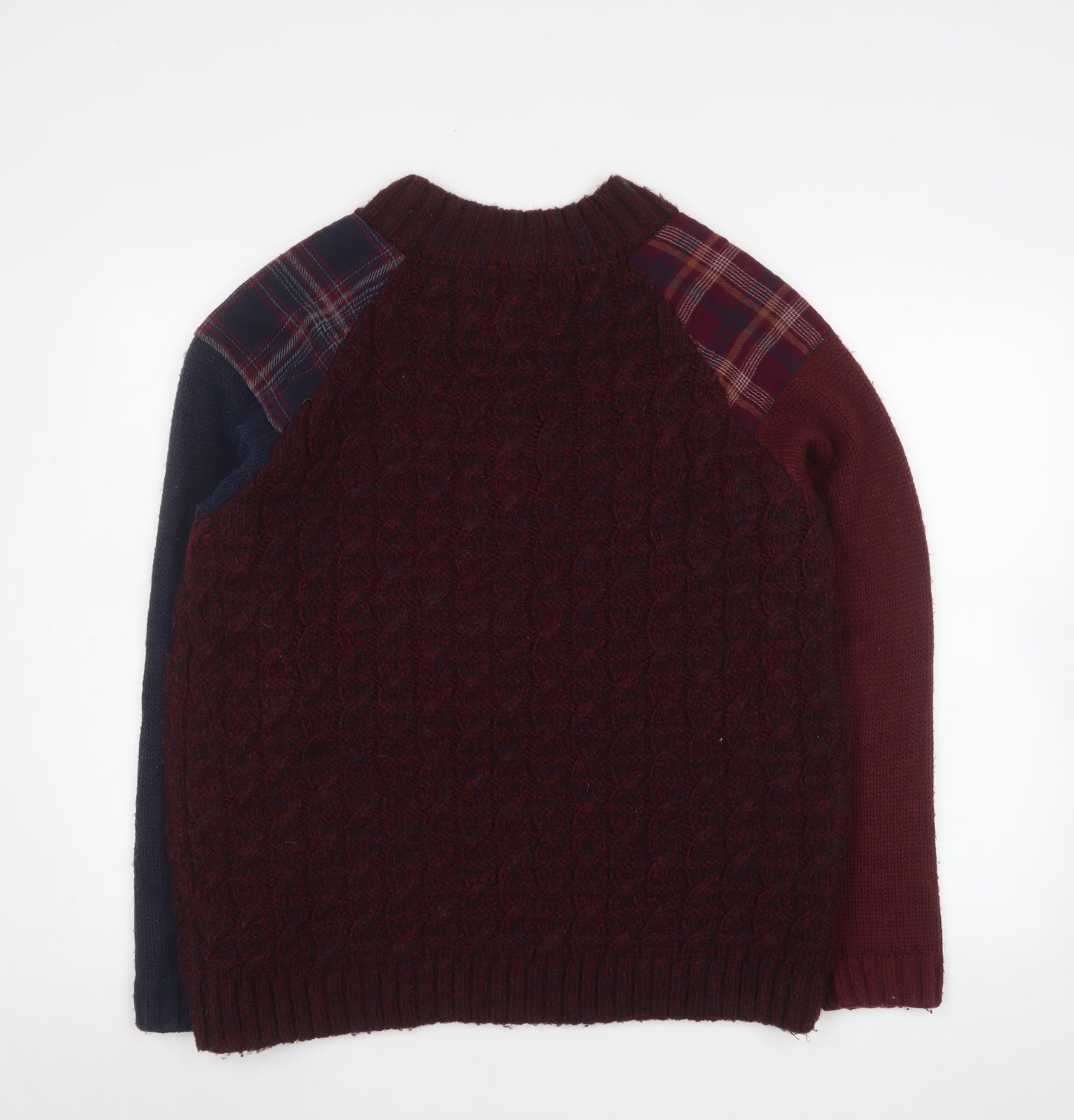 Joe Browns Men Red Check Knit Quarter Zip Jacket Size L