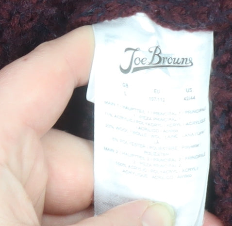 Joe Browns Men Red Check Knit Quarter Zip Jacket Size L