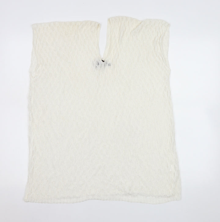 Malissa J Women White Knit Camisole Sleeveless Top One Size