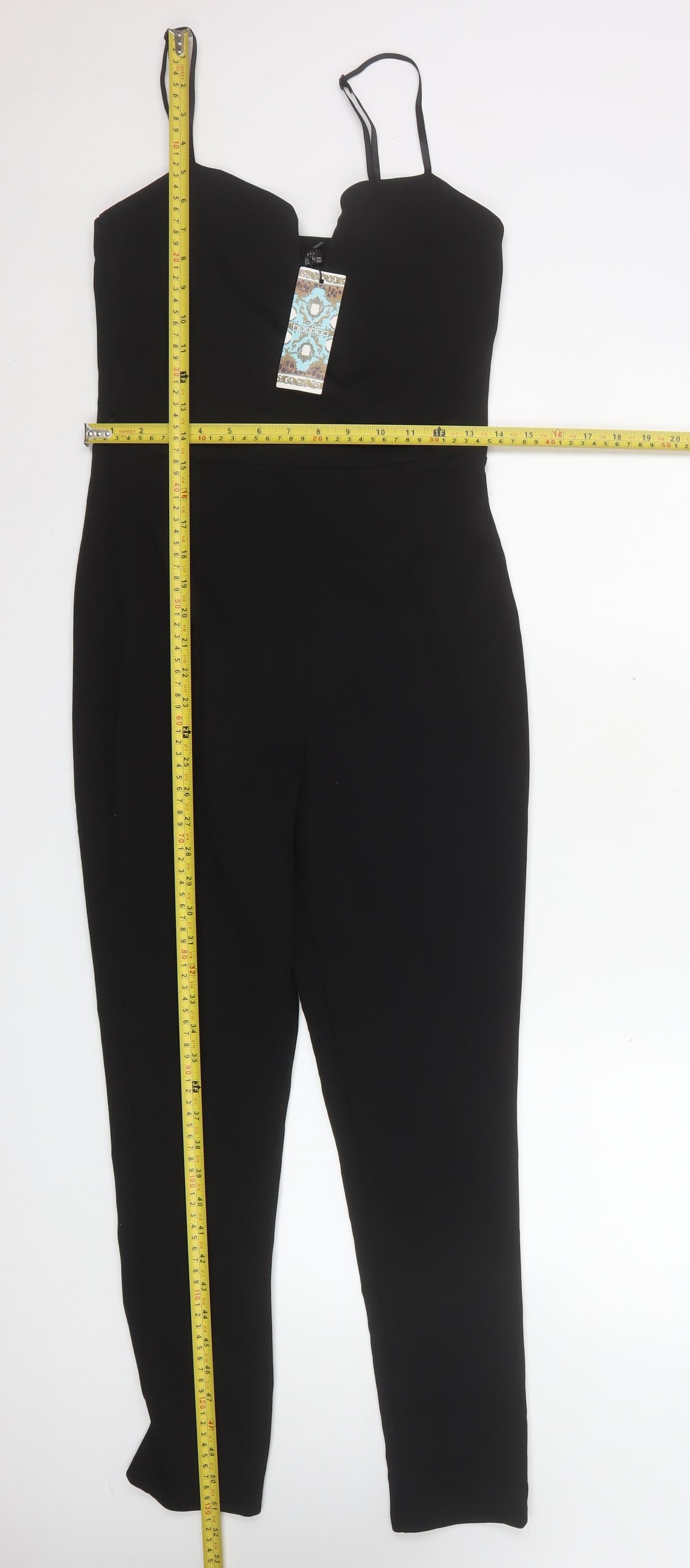 Boohoo Women's Black UK 10 Slim Fit Strappy Jumpsuit