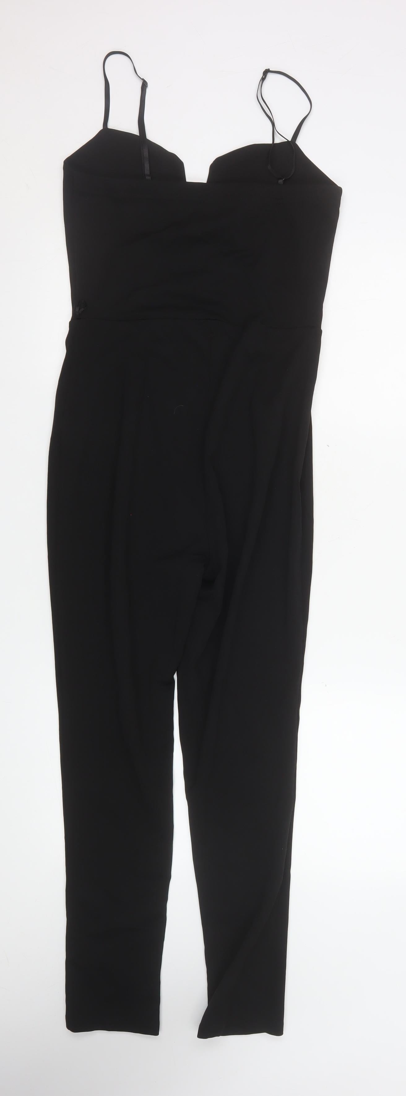 Boohoo Women's Black UK 10 Slim Fit Strappy Jumpsuit