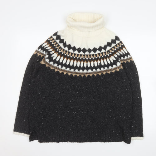 Marks and Spencer Women’s Black Fair Isle Roll Neck Jumper Size M