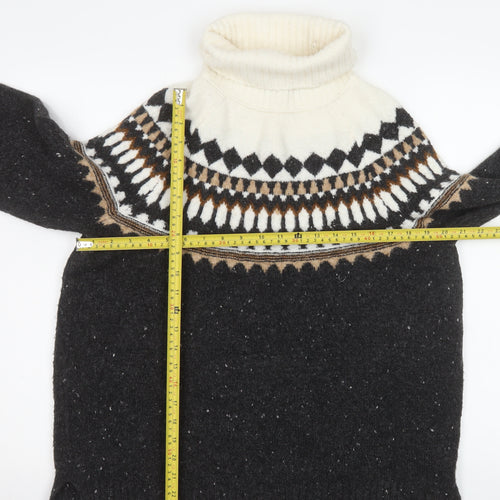 Marks and Spencer Women’s Black Fair Isle Roll Neck Jumper Size M