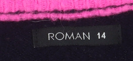 Roman Women’s Multicoloured Striped Crew Neck Pullover Jumper Size 14